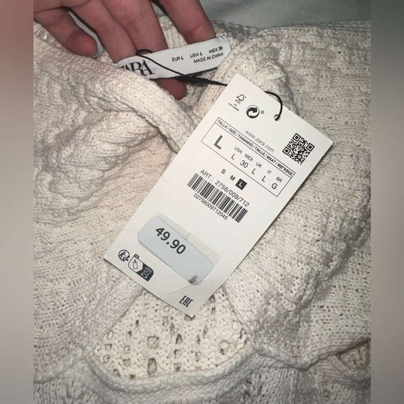 NWT ZARA CUT OUT POINTELLE KNIT DRESS - Picture 3 of 3